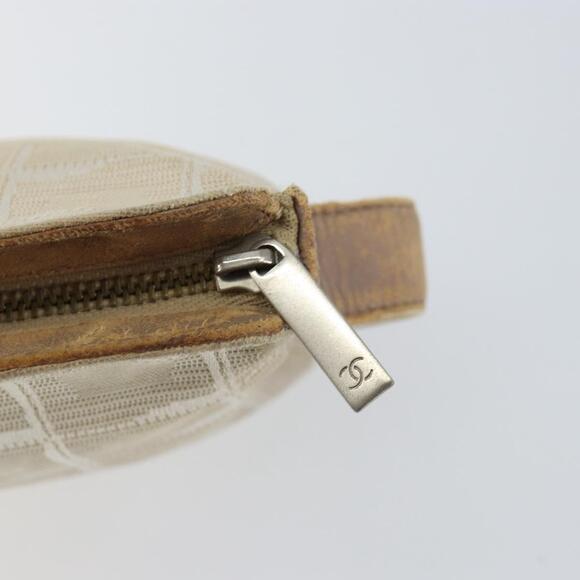 CHANEL New Travel Line Pouch Nylon Beige CC Auth 148196